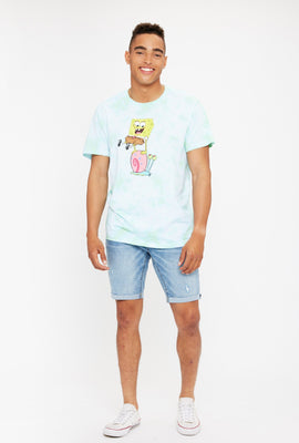 T-shirt noué-teint à imprimé Bob l'Éponge et Gary