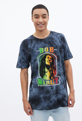 T-shirt teint noué à imprimé graphique Bob Marley