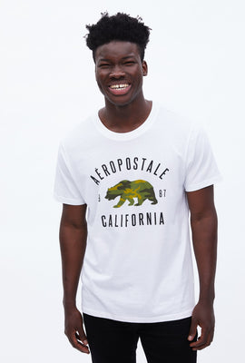 T-shirt Aéropostale California 1987 avec motif ours camouflage à imprimé graphique