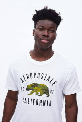 T-shirt Aéropostale California 1987 avec motif ours camouflage à imprimé graphique