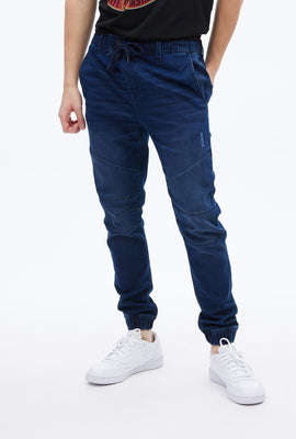 Jogger mince à panneau en tricot de denim AÉRO
