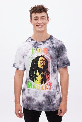 T-shirt teint noué à imprimé graphique Bob Marley