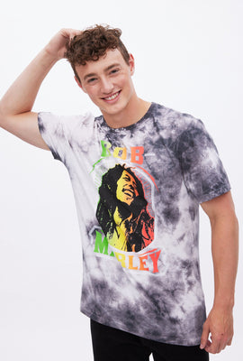 T-shirt teint noué à imprimé graphique Bob Marley