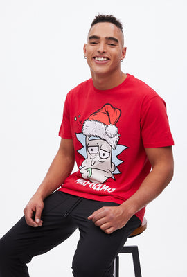 T-shirt à imprimé graphique Merry Rickmas Grandpa Rick