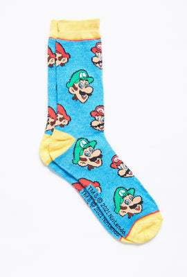 Socquettes à imprimé Super Mario et Luigi avec motif jacquard