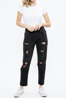 Jean maman à taille haute