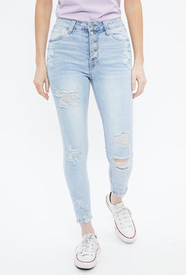 Jegging galbé taille super haute à revers effilochés aux chevilles Sérieusement extensible