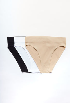 Culotte bikini AERO côtelé sans couture taille haute paquet de 3