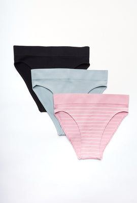 Culotte bikini AERO côtelé sans couture taille haute paquet de 3