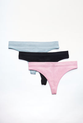 Culotte tanga AERO côtelé sans couture taille haute paquet de 3