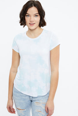 T-shirt noué-teint ras du cou