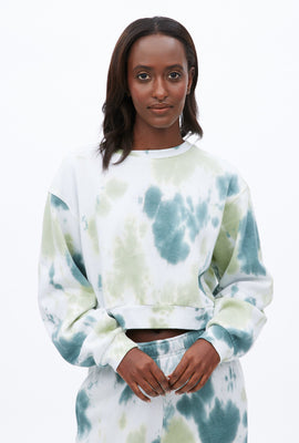 AERO Crew Neck Boxy Crop Pullover Sweatshirt