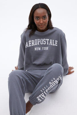 Aéropostale New York Graphic Crew Neck Boxy Crop Pullover Sweatshirt