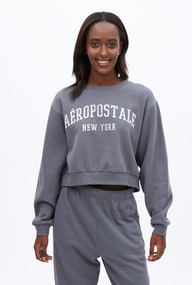 Aéropostale New York Graphic Crew Neck Boxy Crop Pullover Sweatshirt