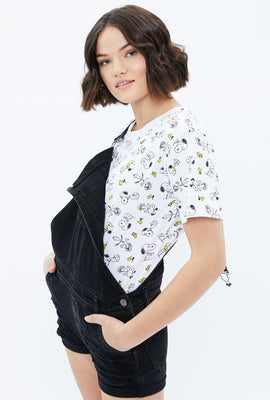 T-shirt écourté carré à imprimé Snoopy