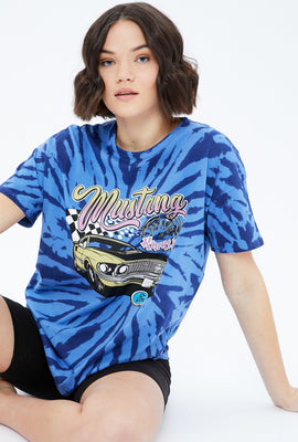 T-shirt noué-teint ample à imprimé Mustang