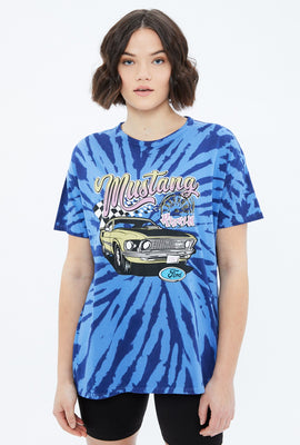T-shirt noué-teint ample à imprimé Mustang