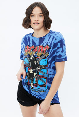 T-shirt noué-teint ample à imprimé ACDC