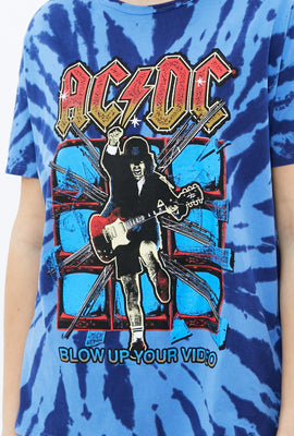 T-shirt noué-teint ample à imprimé ACDC