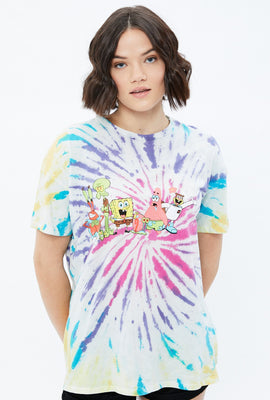 T-shirt noué-teint ample à imprimé SpongeBob Gang