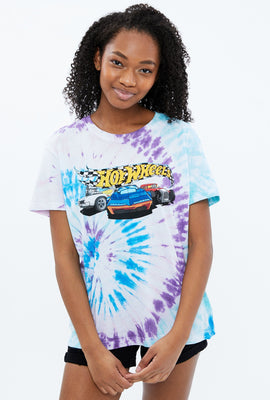 T-shirt noué-teint coupe garçonne à imprimé Hot Wheels