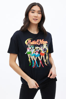 T-shirt coupe garçonne à imprimé graphique Sailor Moon And Gang