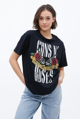 T-shirt coupe garçonne à imprimé graphique Guns N' Roses Appetite For Destruction Banner