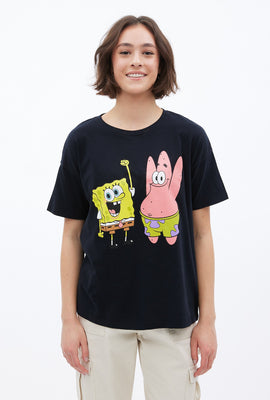 T-shirt coupe garçonne à imprimé graphique Bob l'éponge et Patrick