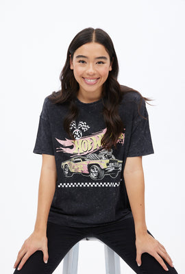 T-shirt coupe garçonne à imprimé graphique Hot Wheels