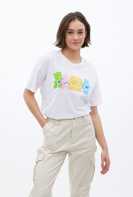 T-shirt coupe garçonne à imprimé graphique Bisounours