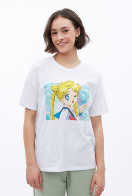 T-shirt coupe garçonne à imprimé graphique Sailor Moon clin d'oeil