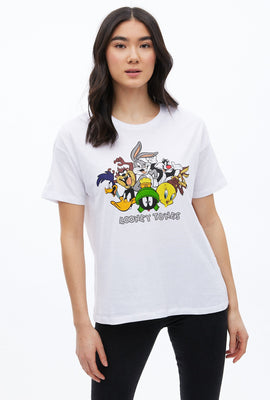 T-shirt coupe garçonne à imprimé graphique Looney Tunes Gang