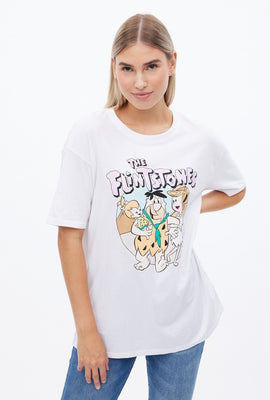 T-shirt coupe garçonne à imprimer graphique Les Pierrafeu