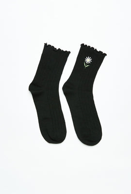 Demi-chaussettes courtes à imprimé volants et broderie AÉRO, paquet de 2