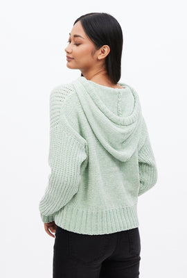 Haut à capuchon à enfiler surdimensionné en tricot chenille