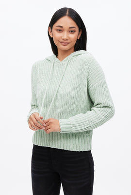 Haut à capuchon à enfiler surdimensionné en tricot chenille