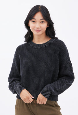 AERO Acid Wash Crew Neck Oversize Pullover Sweater