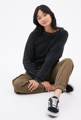 AERO Acid Wash Crew Neck Oversize Pullover Sweater