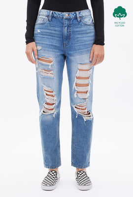 AERO Premium Air High Rise Destroyed Mom Jean
