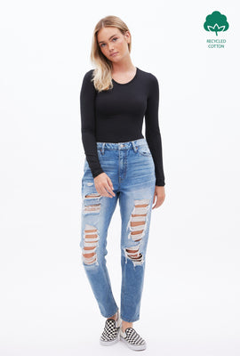 AERO Premium Air High Rise Destroyed Mom Jean