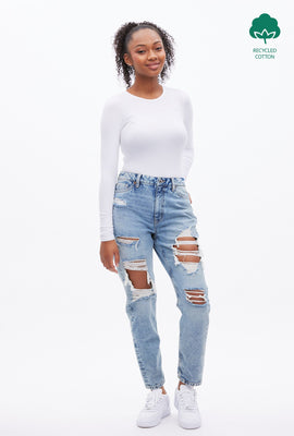 Jean Maman AERO Premium Air taille haute détruit au genou