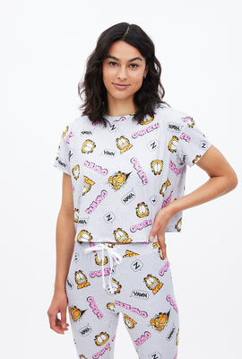 T-shirt pyjama super doux coupe court carrée à imprimé graphique Garfield Yawn