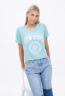 T-shirt coupe court carré super doux à imprimé graphique Aéropostale New York 87