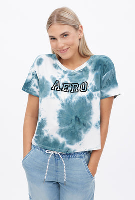 T-shirt AERO teint noué coupe court carré super doux à imprimé graphique