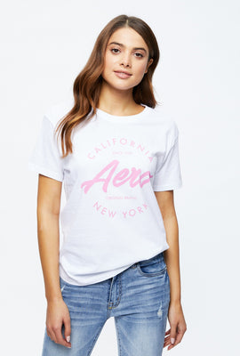 T-shirt AÉRO de coupe garçonne à imprimé California New York