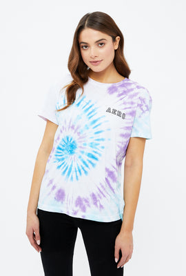 T-shirt de coupe garçonne noué-teint à imprimé AÉRO