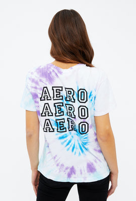 T-shirt de coupe garçonne noué-teint à imprimé AÉRO