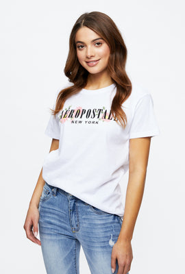 T-shirt de coupe garçonne fleuri à imprimé Aéropostale NYC