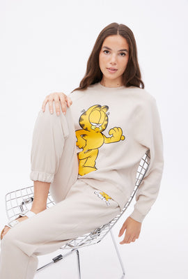 Chandail ras du cou raglan à imprimé graphique Garfield
