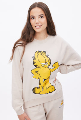 Chandail ras du cou raglan à imprimé graphique Garfield